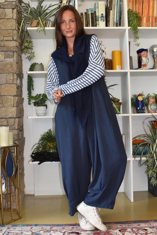 Perfect Breton V Long Sleeve Top Dark Denim 