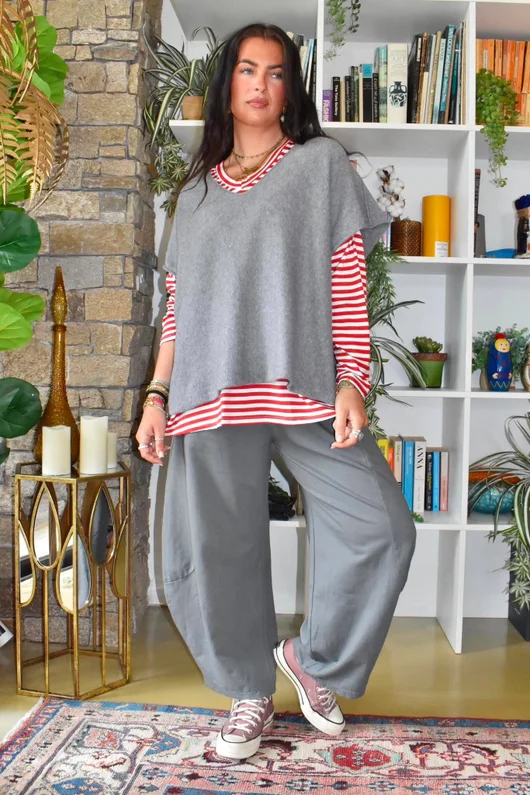 Perfect Breton V Long Sleeve Top Rouge 
