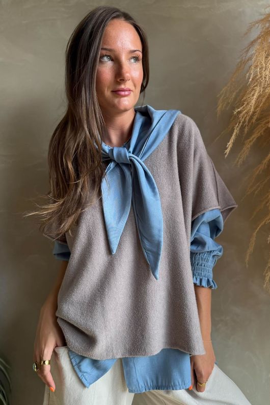 Perfect Chambray Denim Neckerchief Blouse Light 
