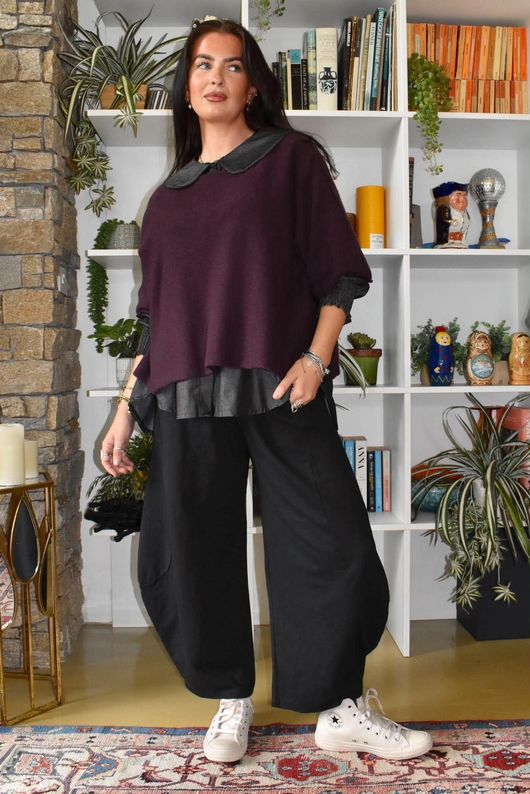 Perfect Denim Peter Pan Blouse Black