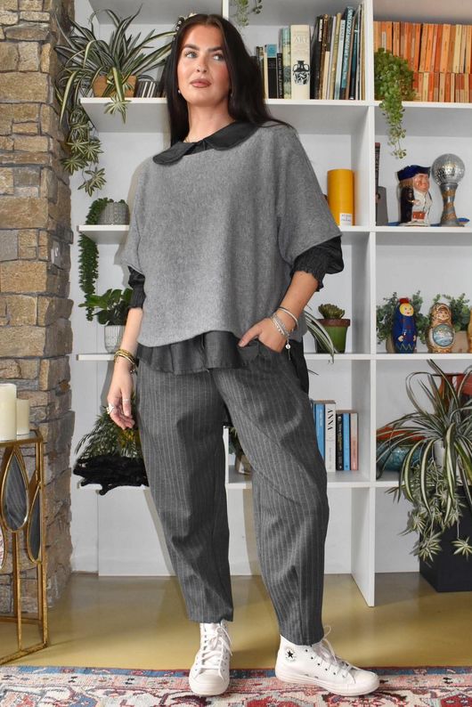 Perfect Denim Peter Pan Blouse Black