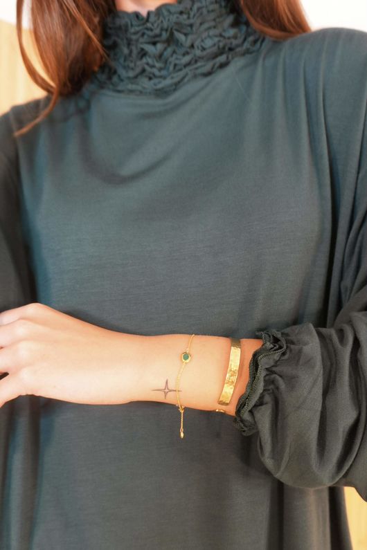 Perfect Layering Ruffle Neck Top Racing Green