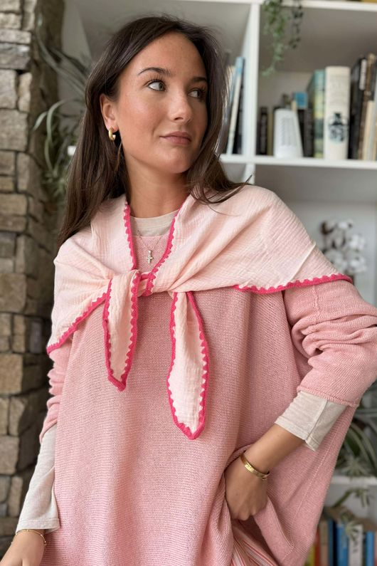 Pia Whipstitch Neckerchief Candy & Hot Pink /20=