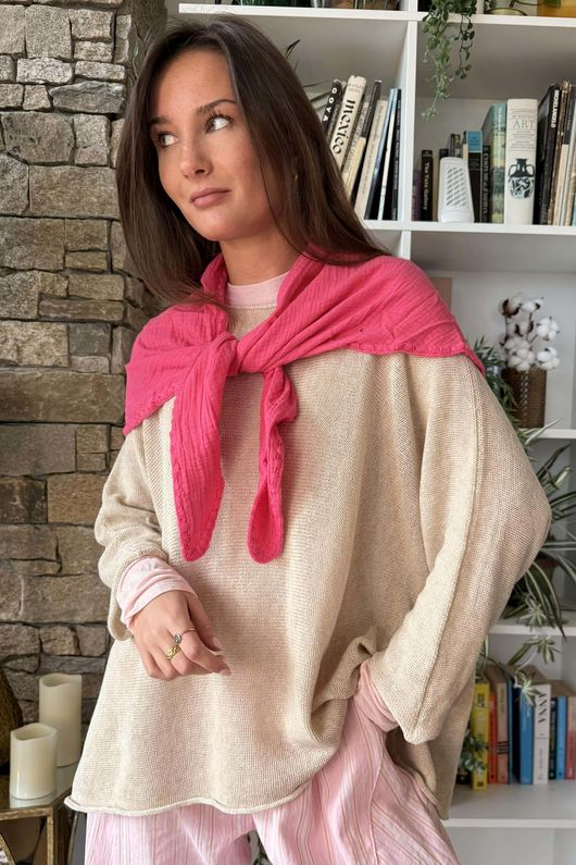 Pia Whipstitch Neckerchief Hot Pink /20=