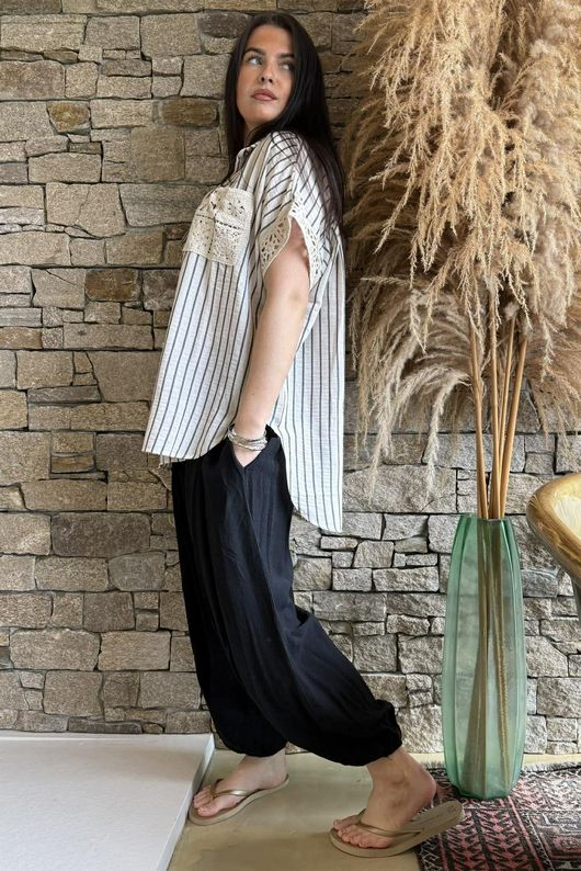 Pinstripe Crochet Pocket Shirt /84