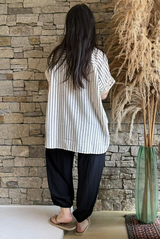 Pinstripe Crochet Pocket Shirt /84