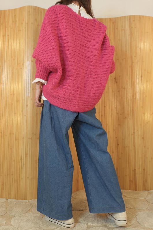 Polly Tie Front Cardigan Hot Pink /15=