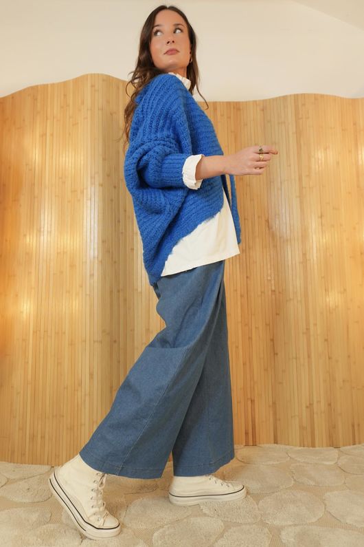 Polly Tie Front Cardigan Lapis /20=