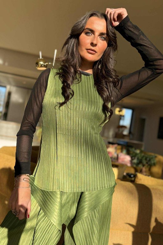 Presley Pleats Top & Pant Set Olive /30=