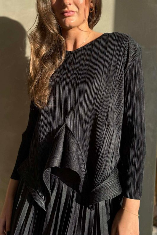 Presley Pleats Top & Skirt Set Black /30/30=