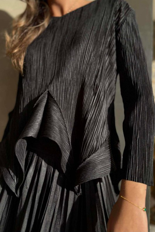 Presley Pleats Top & Skirt Set Black /30/30=