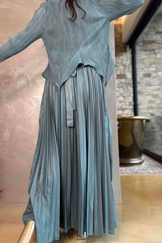 Presley Pleats Top & Skirt Set Deep Sage /30/30=