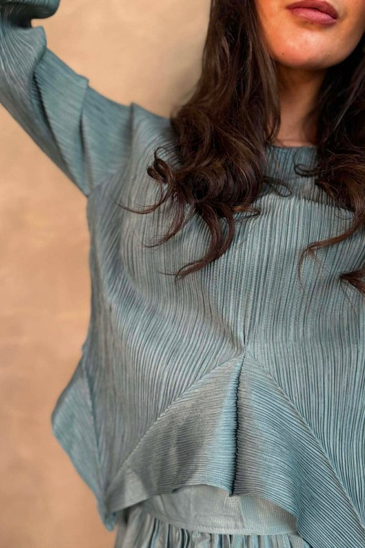 Presley Pleats Top & Skirt Set Deep Sage /30/30=