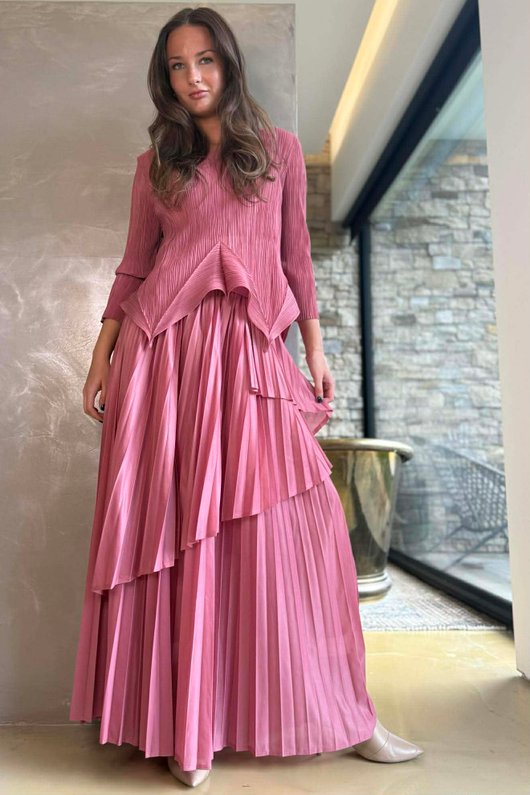 Presley Pleats Top & Skirt Set Dusky Rose /30/30=