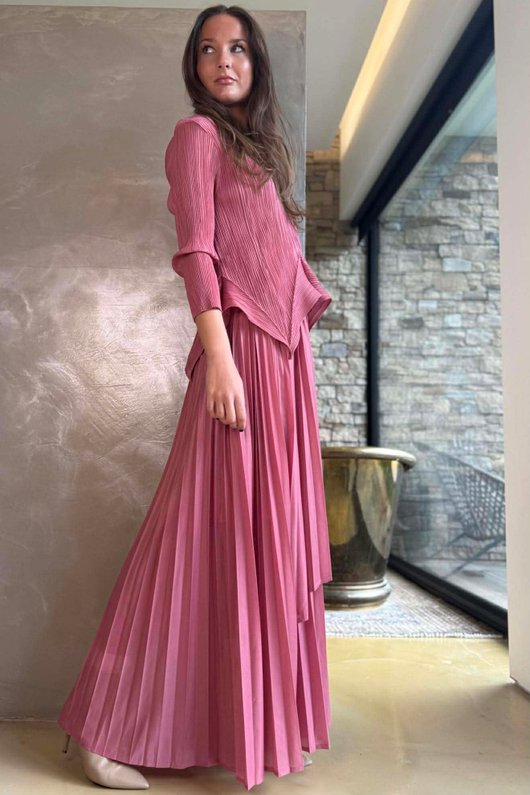 Presley Pleats Top & Skirt Set Dusky Rose /30/30=