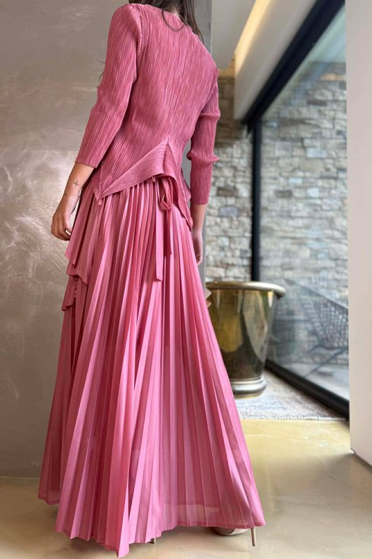Presley Pleats Top & Skirt Set Dusky Rose /30/30=