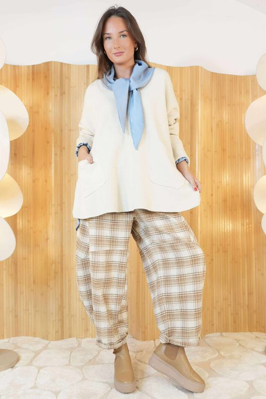 Purdy V Neck Luxury Blanket Knit Stone