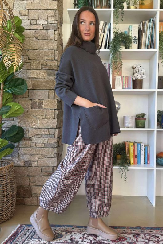 Purdy Roll Neck Luxury Blanket Knit Graphite