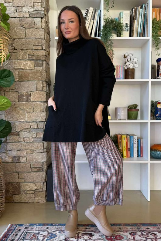 Purdy Roll Neck Luxury Blanket Knit Black