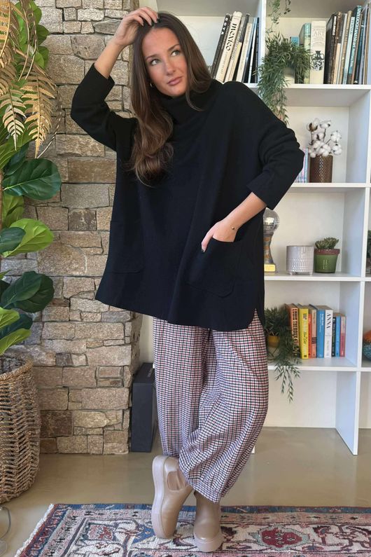 Purdy Roll Neck Luxury Blanket Knit Black