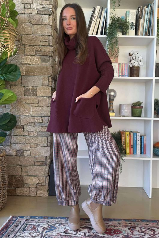 Purdy Roll Neck Luxury Blanket Knit Burgundy