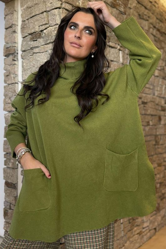 Purdy Roll Neck Luxury Blanket Knit Olive /10