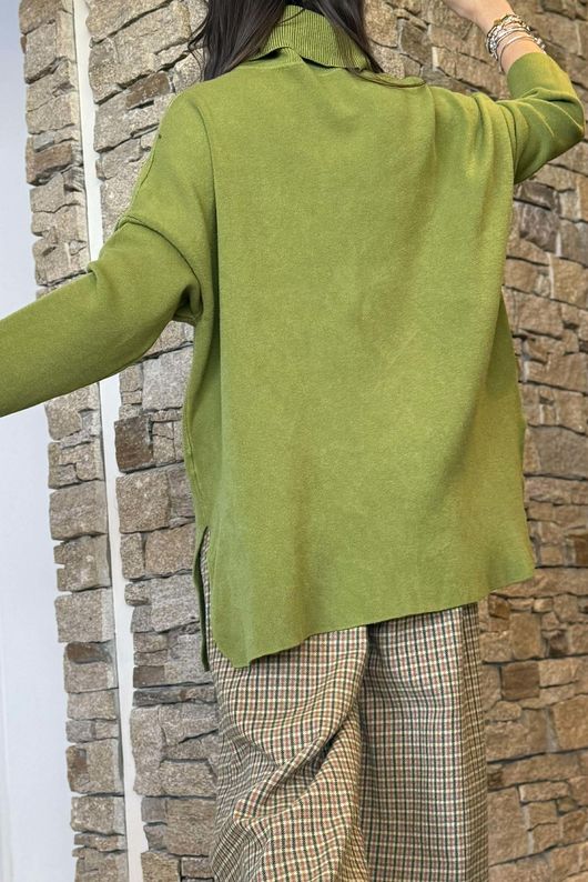 Purdy Roll Neck Luxury Blanket Knit Olive