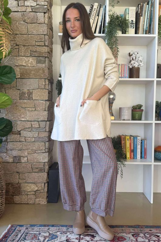 Purdy Roll Neck Luxury Blanket Knit Stone