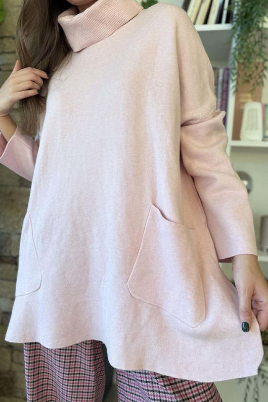 Purdy Roll Neck Luxury Blanket Knit Sugar