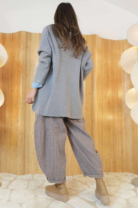 Purdy V Neck Luxury Blanket Knit Grey Marl