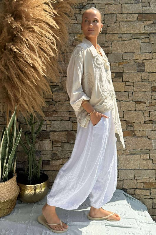 Pure Cotton Raggy Heart High Low Shirt Stone /10 =