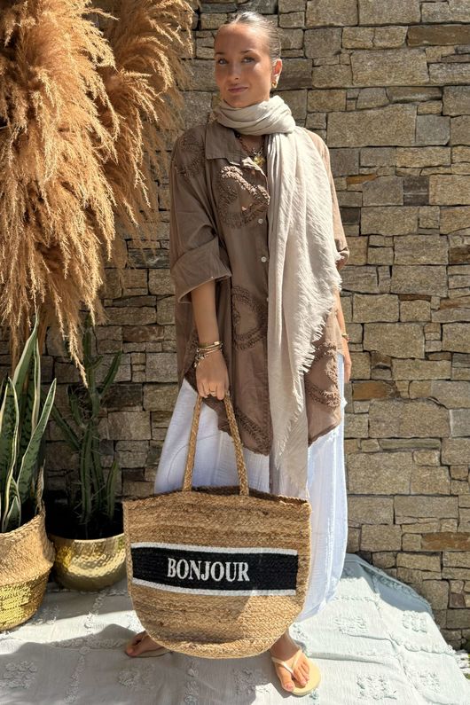 Pure Cotton Raggy Heart High Low Shirt Tan /10 =