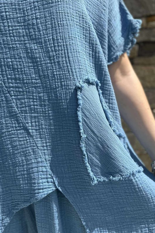Pure Cotton Santos Driftwood Cut Out Top Denim 