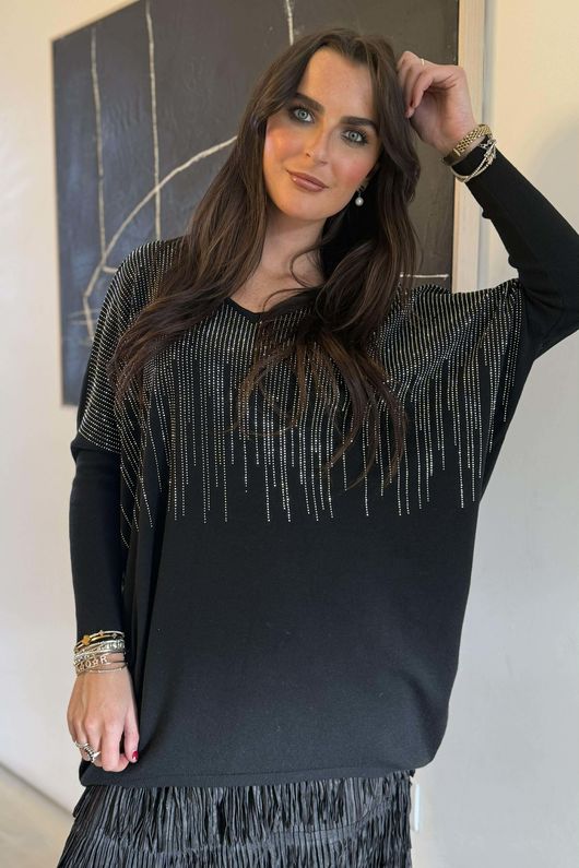 Raining Crystals Knit Black
