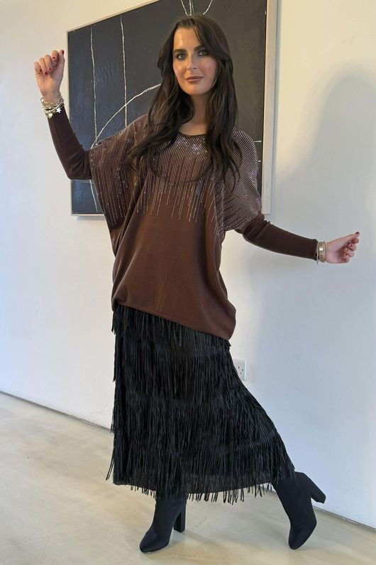 Raining Crystals Knit Chocolate