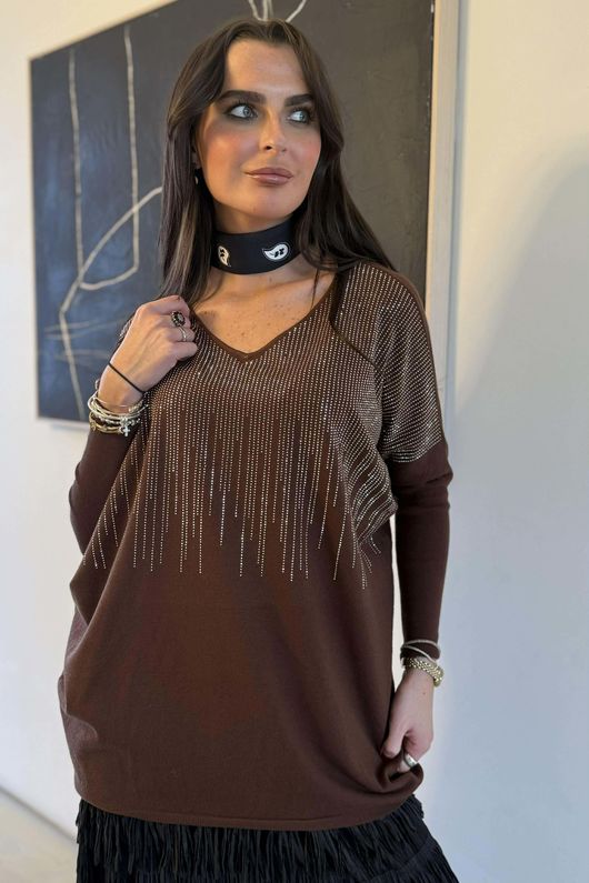 Raining Crystals Knit Chocolate -