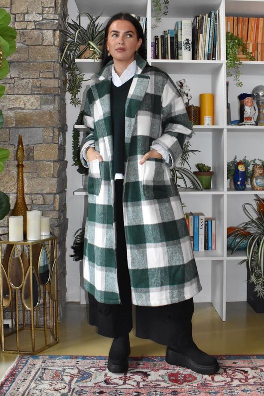 Ralphie Plaid Belted Blanket Coat Heritage Green?