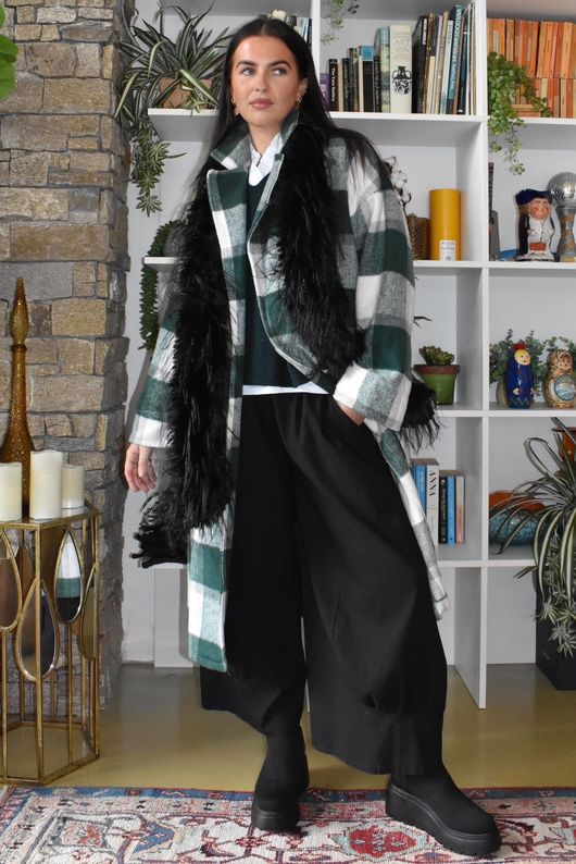 Ralphie Plaid Belted Blanket Coat Heritage Green?