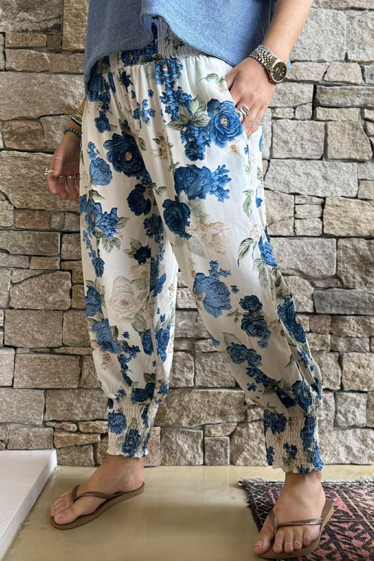 Ren Cabbage Rose Bloomer Pant Cottage Blue