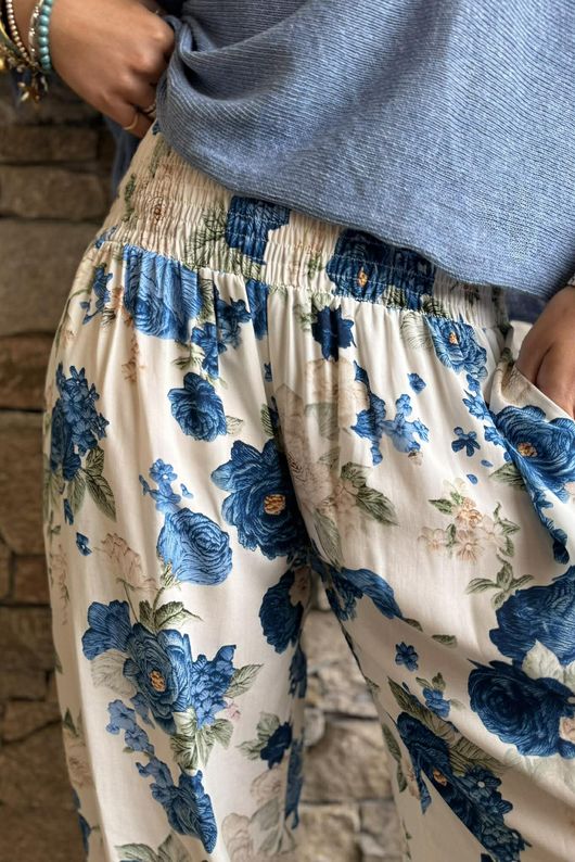 Ren Cabbage Rose Bloomer Pant Cottage Blue