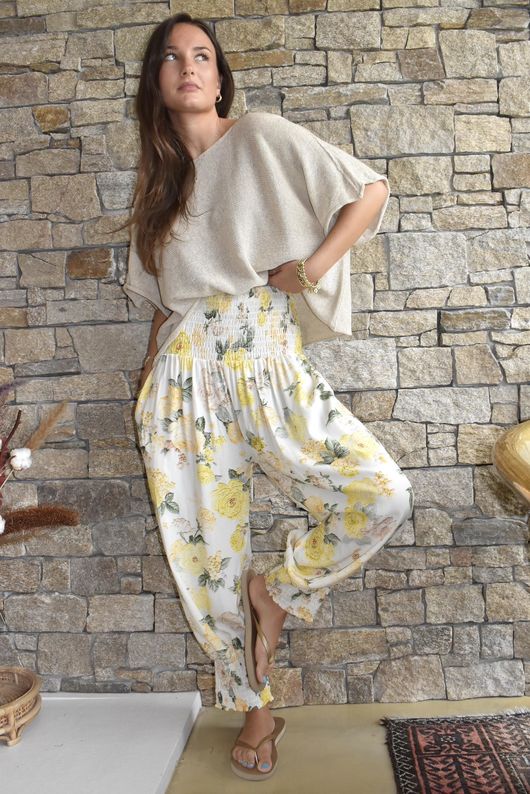 Ren Cabbage Rose Bloomer Pant Morning Sun