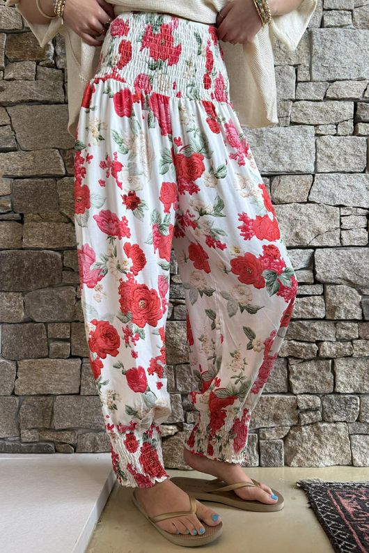 Ren Cabbage Rose Bloomer Pant Scarlet