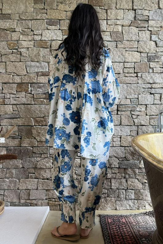Ren Cabbage Rose Smock Cottage Blue