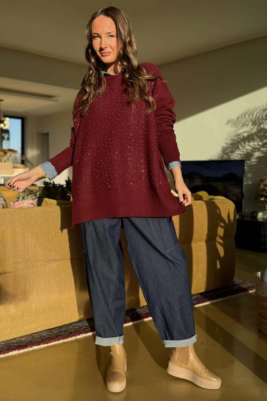 Renee Sparkle Knit Burgundy