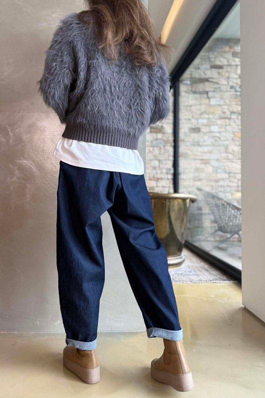 Rhona Country Shaggy Knit Jumper Slate /10=