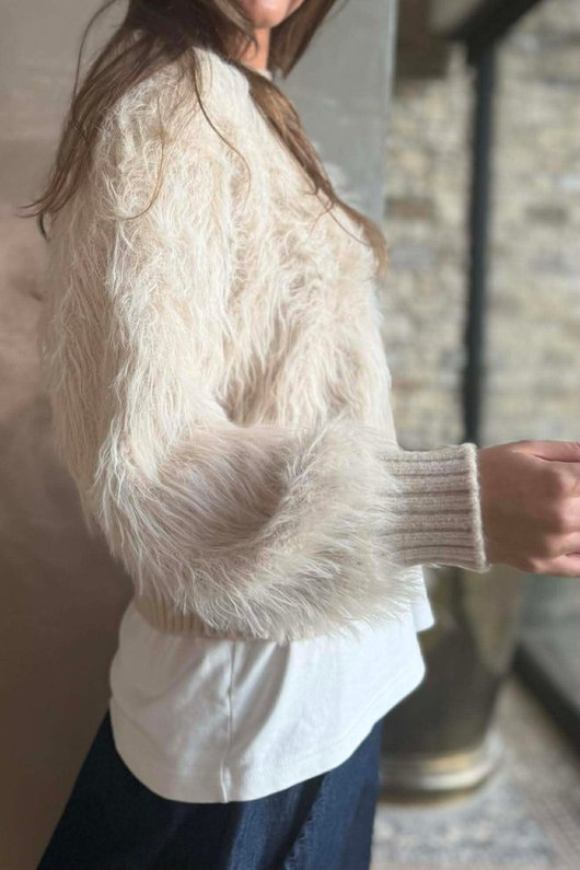 Rhona Country Shaggy Knit Jumper Stone /10=