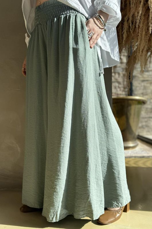 Riviera Palazzo Pant Khaki