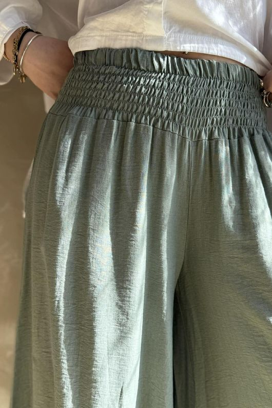 Riviera Palazzo Pant Khaki