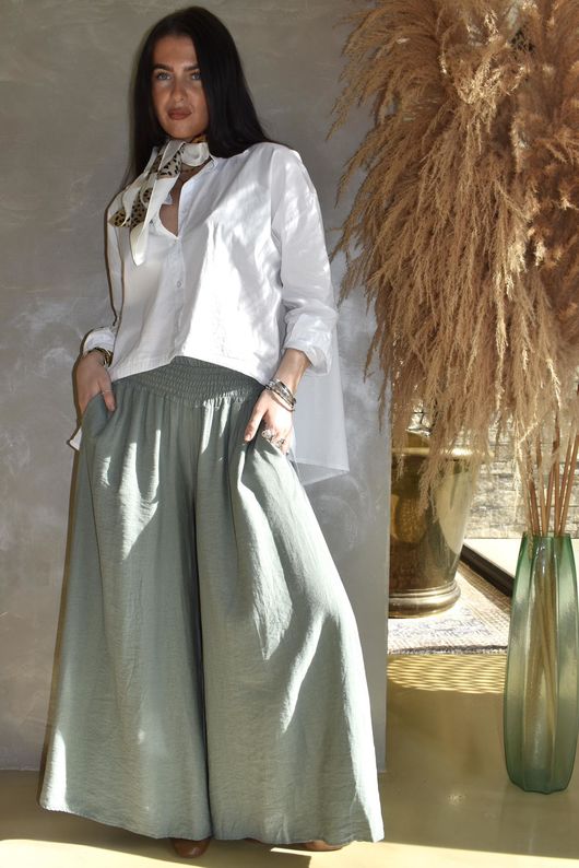 Riviera Palazzo Pant Khaki