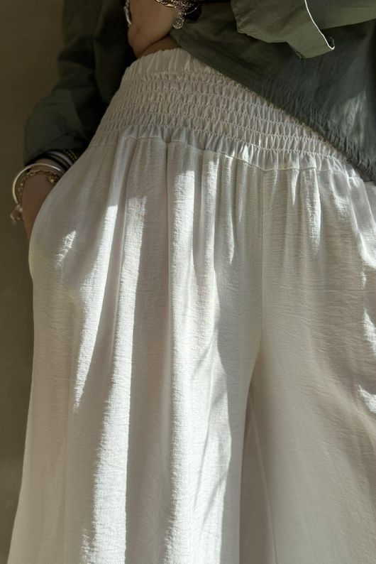Riviera Palazzo Pant White